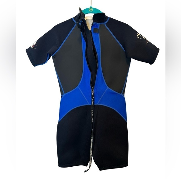 Titanium Warm To The Bone Seal Skin Diving Suit Black and Blue Size L Large - Picture 7 of 16